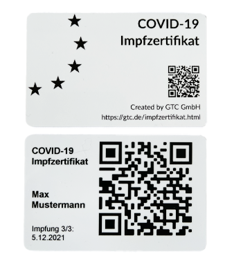 COVID-19 Impfzertifikat im Scheckkartenformat
