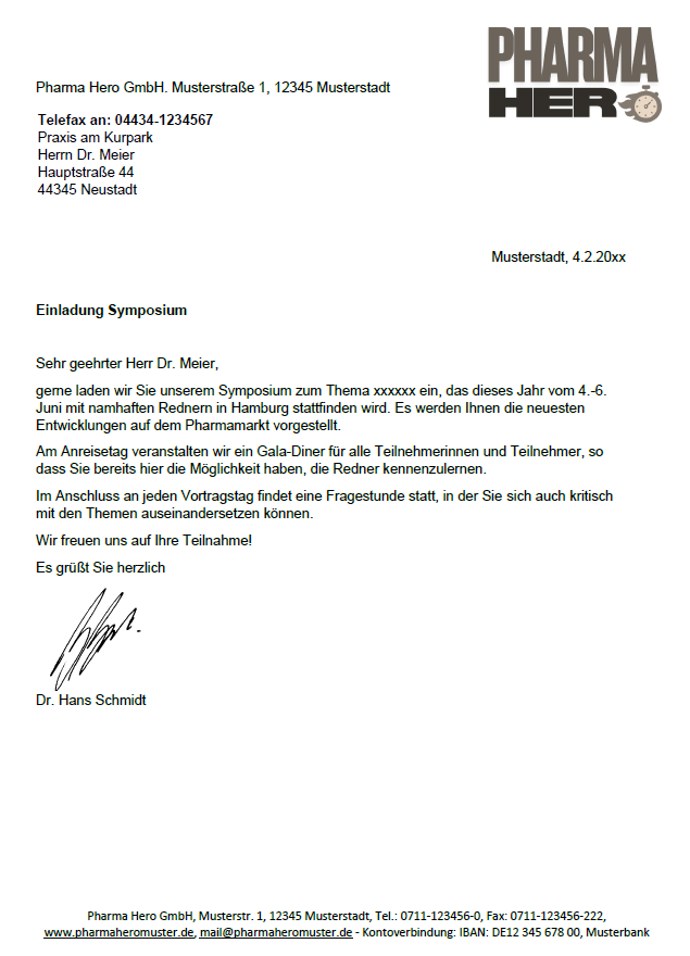 Fax Beispiel - persönlich Beispiel für ein Fax - persönlich