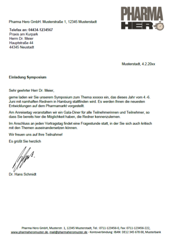 Beispiel für ein Fax - persönlich